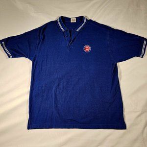 Vintage Dynasty Chicago Cubs Polo Shirt Blue 100% Cotton MLB Mens Size XL